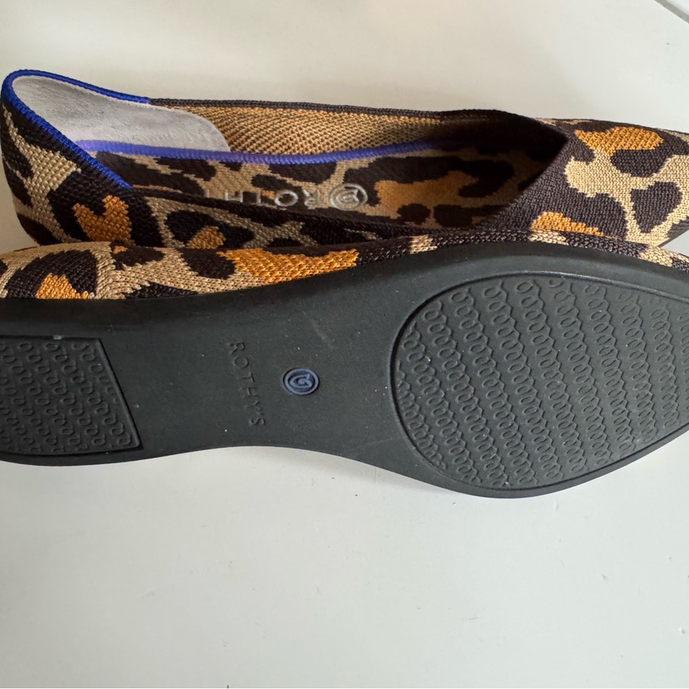 Rothy's Leopard Print Pointed Flats in Brown, Black & Gold - Picture 3 of 4